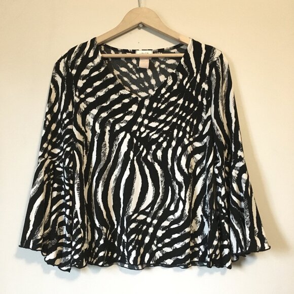 Sassy Zebra Print Bell Sleeve Top - Picture 1 of 16